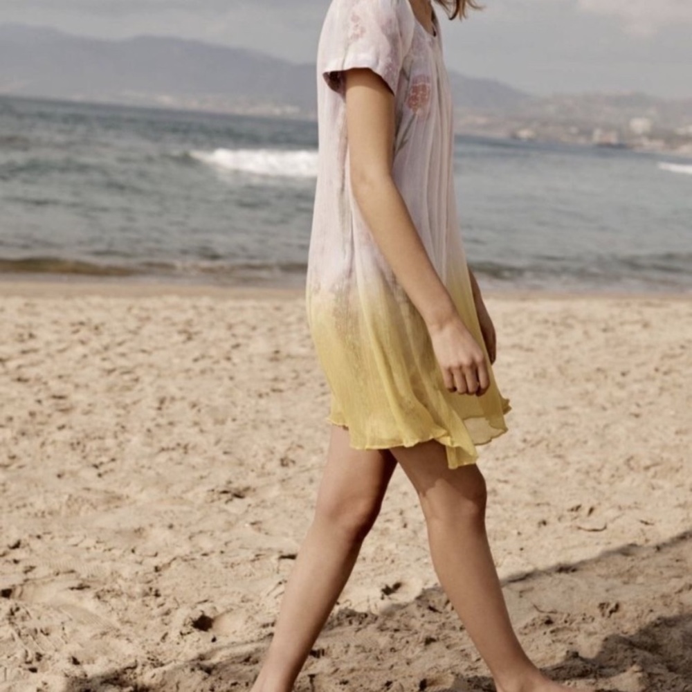 Anthropologie HD Ivory Chiffon Dress